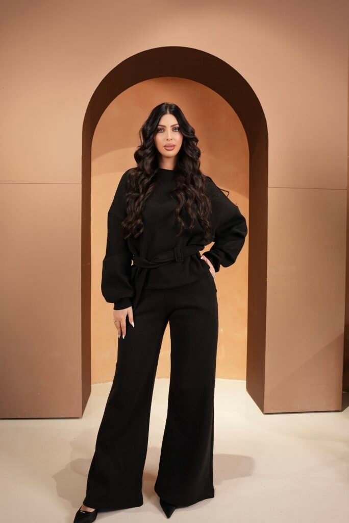 Black Belted Trouser Set